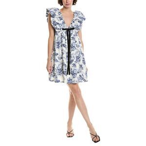 Reveriee Womens  Gathered Mini Dress, Blue